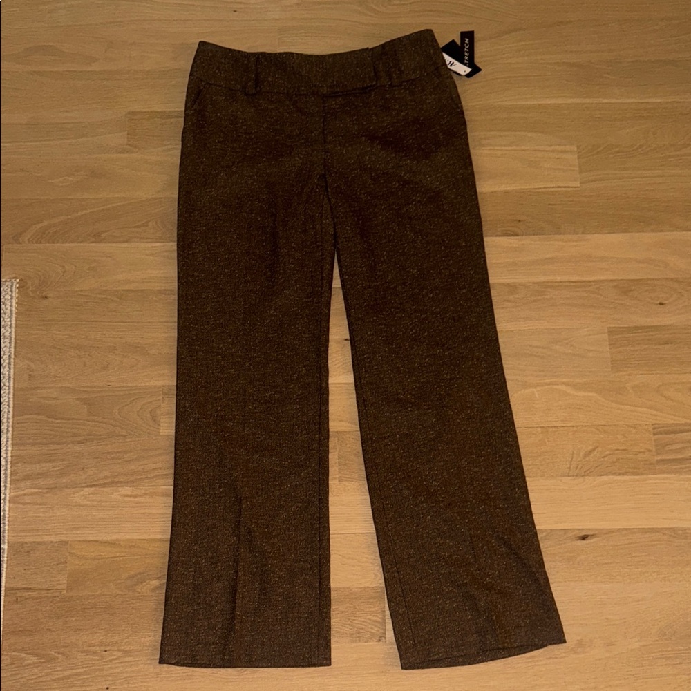 AB Studio Brown Tweed Pants with Metallic Fleck